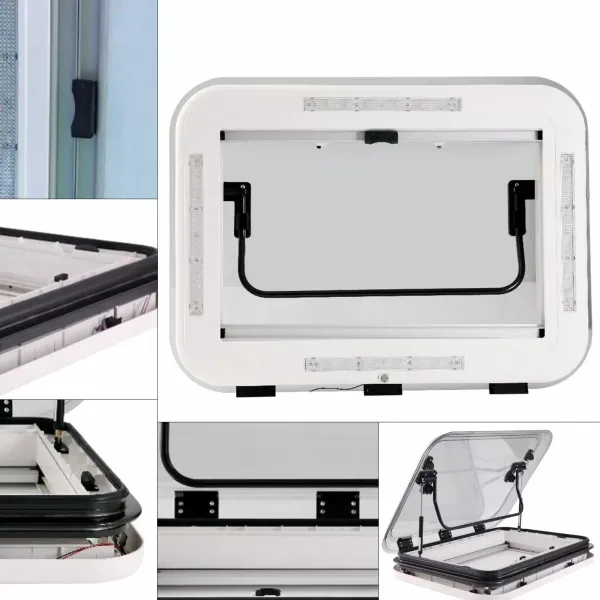 Durable Large Caravan RV LED Skylight Roof Vent Hatch 700 x 500 mm Cut Out New Durable Large Caravan RV LED Skylight Roof Vent Hatch 700 x 500 mm Cut Out New