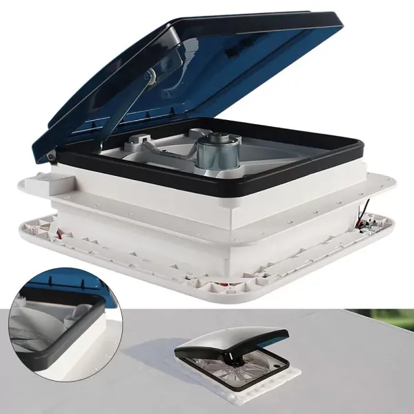 Waterproof Roof Hatch Vent Exhaust Ventilation Fan W/LED For Motorhome Caravan