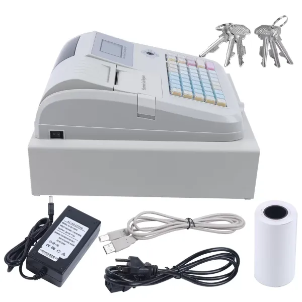 Electronic Cash Register POS Cashier with 48Keys 8Digital LED Display Drawer Box