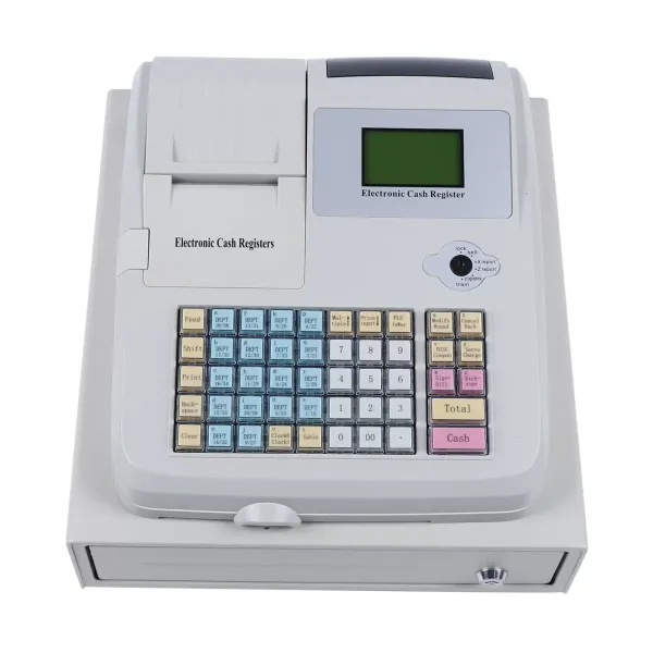 Electronic Cash Register POS Cashier with 48Keys 8Digital LED Display Drawer Box