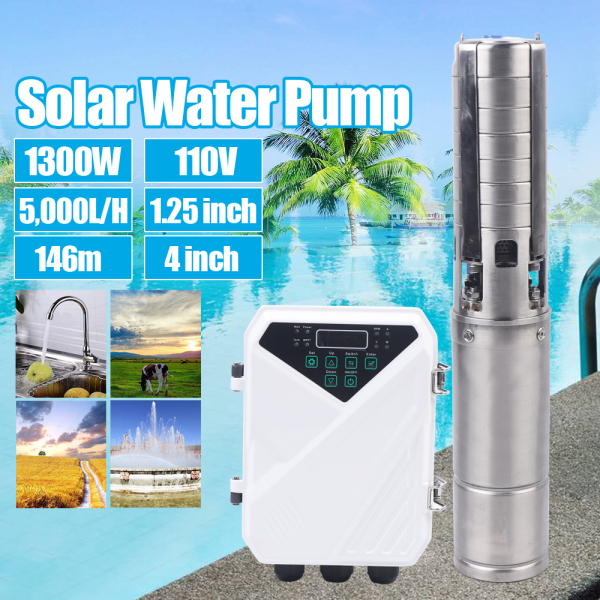 4" DC 1300W Solar Water Pump Submersible Deep Bore Well Pump MPPT Controller Kit 4" DC 1300W Solar Water Pump Submersible Deep Bore Well Pump MPPT Controller Kit