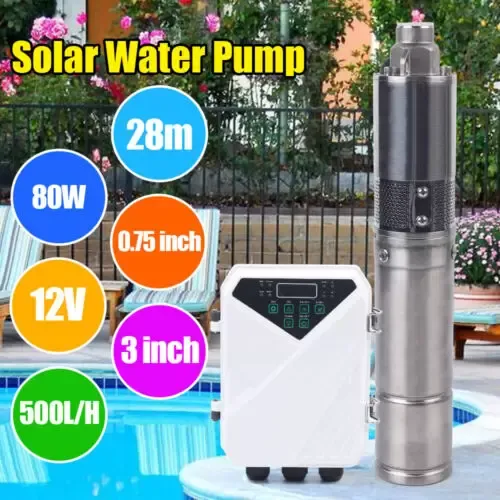 3 Inch 80W Submersible Deep Bore Well Solar Water Pump 12V MPPT Stainless Steel