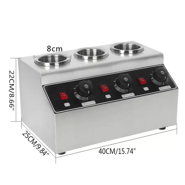 3-Bottle Commercial Sauce Warmer Jam Heating Machine Stainless Steel 30℃-85℃ 3-Bottle Commercial Sauce Warmer Jam Heating Machine Stainless Steel 30℃-85℃