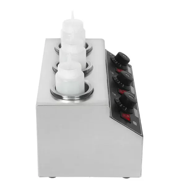 3-Bottle Commercial Sauce Warmer Jam Heating Machine Stainless Steel 30℃-85℃