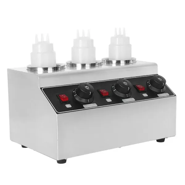 3-Bottle Commercial Sauce Warmer Jam Heating Machine Stainless Steel 30℃-85℃