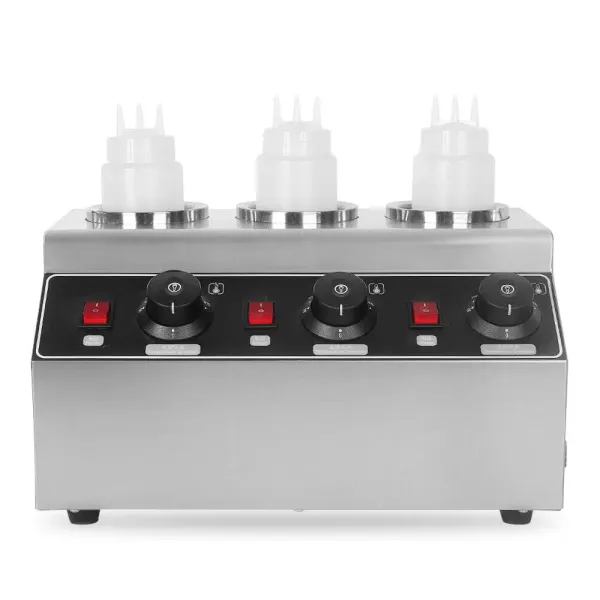 3-Bottle Commercial Sauce Warmer Jam Heating Machine Stainless Steel 30℃-85℃