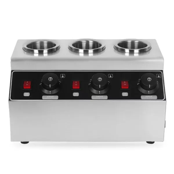 3-Bottle Commercial Sauce Warmer Jam Heating Machine Stainless Steel 30℃-85℃