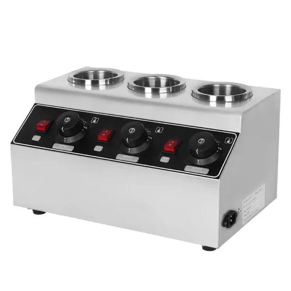3-Bottle Commercial Sauce Warmer Jam Heating Machine Stainless Steel 30℃-85℃