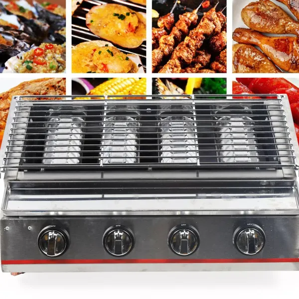 4 Burners Gas BBQ Grills Heavy Duty Grills Barbecue Cooker Stainless Steel NEW