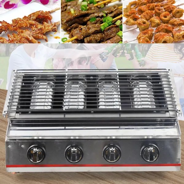 4 Burners Gas BBQ Grills Heavy Duty Grills Barbecue Cooker Stainless Steel NEW