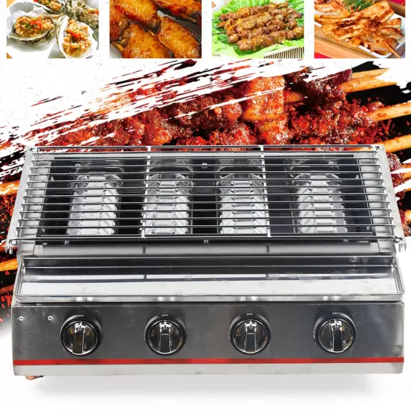 4 Burners Gas BBQ Grills Heavy Duty Grills Barbecue Cooker Stainless Steel NEW