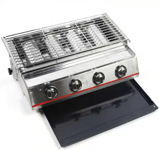 4 Burners Gas BBQ Grills Heavy Duty Grills Barbecue Cooker Stainless Steel NEW