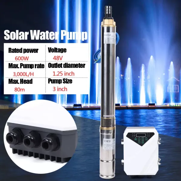 3" 48V Deep Well Solar Water Pump Submersible Bore Hole +MPPT Controller 600W