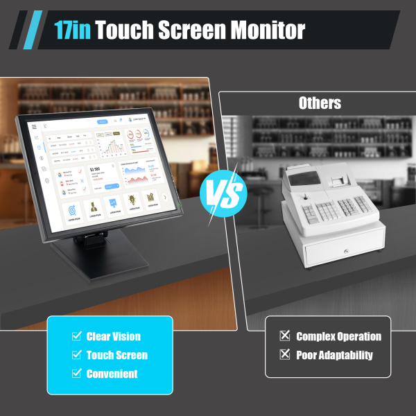 Brand New 17" Touchscreen LCD Monitor POS Touch Screen 17" inch FOR Cafe Cashier