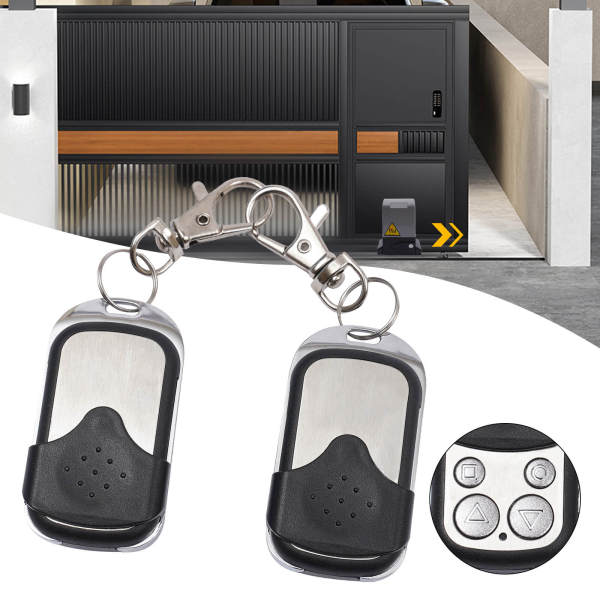 2-Pack 433MHz Remote Controls for Door Openers, Key Fob, Sliding Door Switch Controller - ABS+Iron+Aluminum Alloy, 330k Shock Resistance