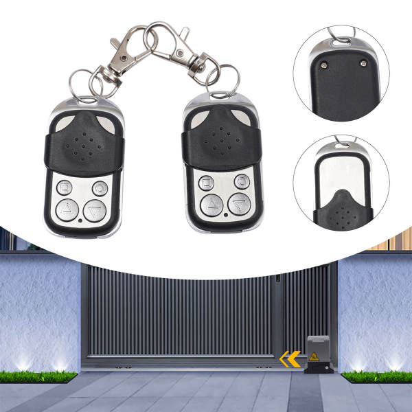 2-Pack 433MHz Remote Controls for Door Openers, Key Fob, Sliding Door Switch Controller - ABS+Iron+Aluminum Alloy, 330k Shock Resistance