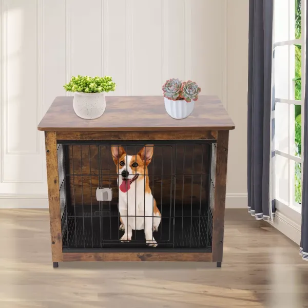 Dog Crate Furniture Wooden Dog Crate Table Dog Furniture Indoor Dog Kennel Dog House Dog Cage