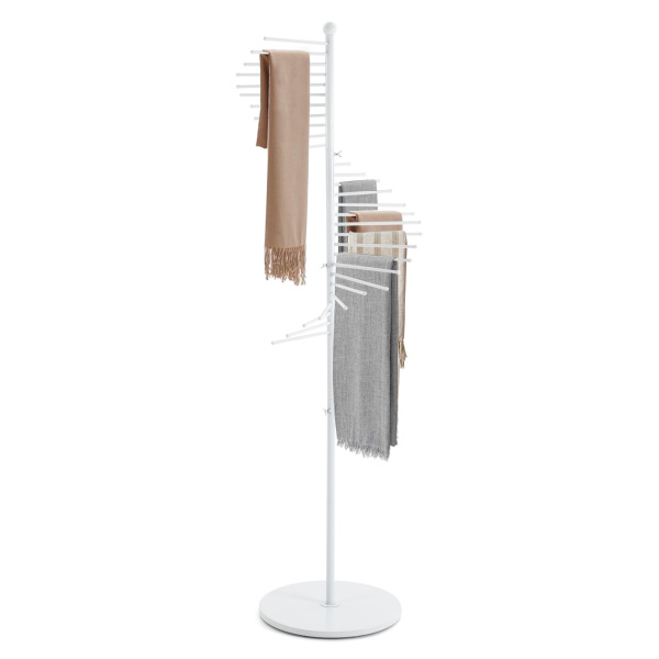Freestanding Scarf Display Rack Spiral Display Rack with Sturdy Base Spiral Scarf Display Rack Excellent Scarf Display Stand for Hanging Ties Bras White