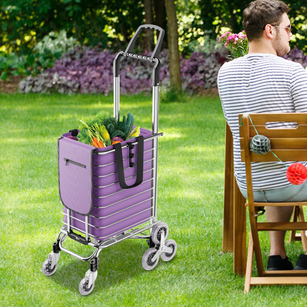 CNCEST 35L 8 Wheels Household Foldable Shopping Cart-Oxford Cloth Bag