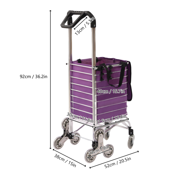CNCEST 35L 8 Wheels Household Foldable Shopping Cart-Oxford Cloth Bag