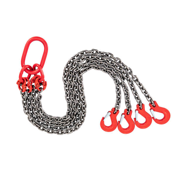 5FT Chain Sling 5/16 Inch *5FT Lift Chain Chain Hoist Lifts with 4 Leg Grab Hooks Used in Mining, Machinery, Ports, Building