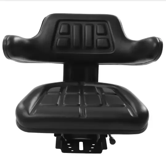 Black Forklift Tractor Seat with Full Suspension and Adjustable Angle Base