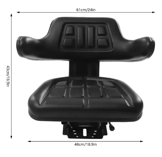 Black Forklift Tractor Seat with Full Suspension and Adjustable Angle Base