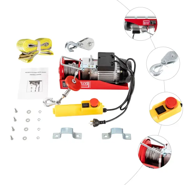 Electric Hoist Winch Crane 100KG Rope Tool Remote Chain Lifting Cable Lift Tool