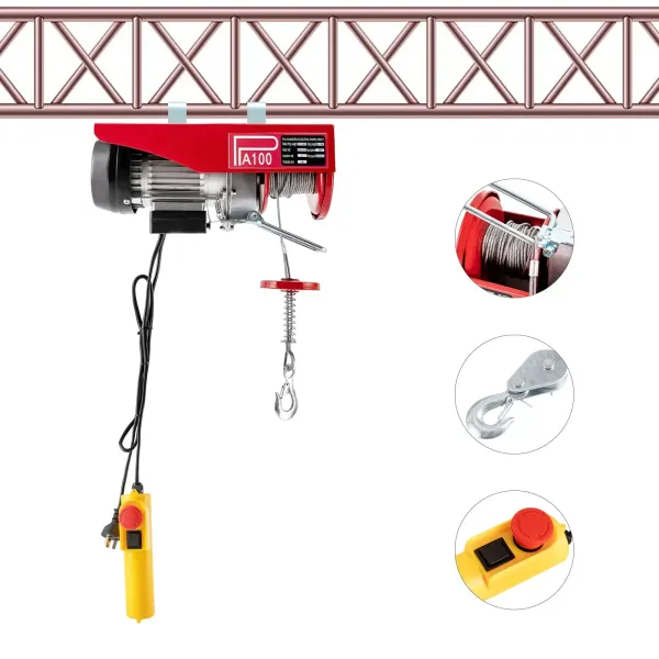Electric Hoist Winch Crane 100KG Rope Tool Remote Chain Lifting Cable Lift Tool