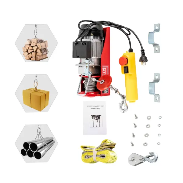 Electric Hoist Winch Crane 100KG Rope Tool Remote Chain Lifting Cable Lift Tool