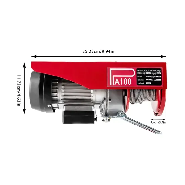 Electric Hoist Winch Crane 100KG Rope Tool Remote Chain Lifting Cable Lift Tool