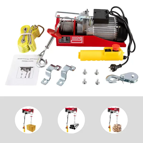 Electric Hoist Winch Crane 250/500KG Rope Tool Remote Chain Lifting Cable 6M 12M Electric Hoist Winch Crane 250/500KG Rope Tool Remote Chain Lifting Cable 6M 12M