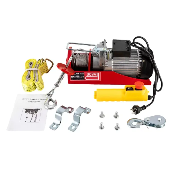 Electric Hoist Winch Crane 250/500KG Rope Tool Remote Chain Lifting Cable 6M 12M