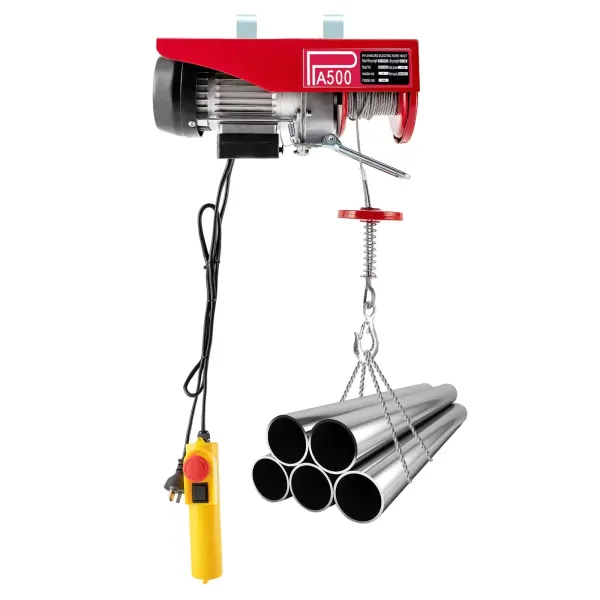 Electric Hoist Winch Crane 250/500KG Rope Tool Remote Chain Lifting Cable 6M 12M