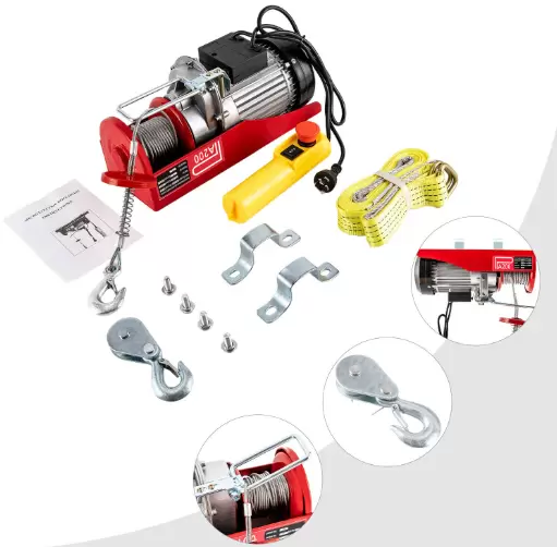 Electric Hoist Winch Crane 100/200KG Rope Tool Remote Chain Lifting Cable 12 Meter