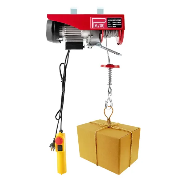 Electric Hoist 1543lbs 1200W Remote Winch Lift Tool Cable Rope Chain Lifting220V