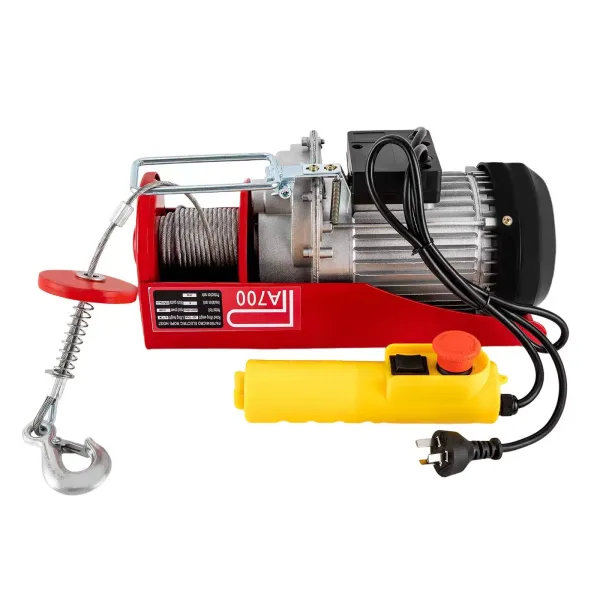 Electric Hoist 1543lbs 1200W Remote Winch Lift Tool Cable Rope Chain Lifting220V