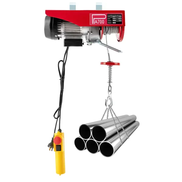 Electric Hoist 1543lbs 1200W Remote Winch Lift Tool Cable Rope Chain Lifting220V