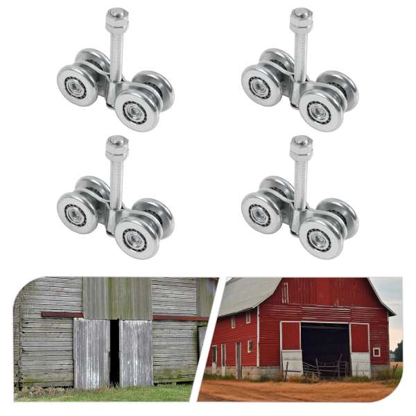 4Pcs Door Double Wheel Sliding Track Roller, Heavy-duty Trolley Assembly, Rollers Used for Heavy Barn or Shed Sliding Doors