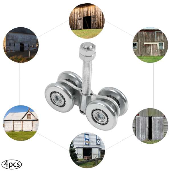 4Pcs Door Double Wheel Sliding Track Roller, Heavy-duty Trolley Assembly, Rollers Used for Heavy Barn or Shed Sliding Doors