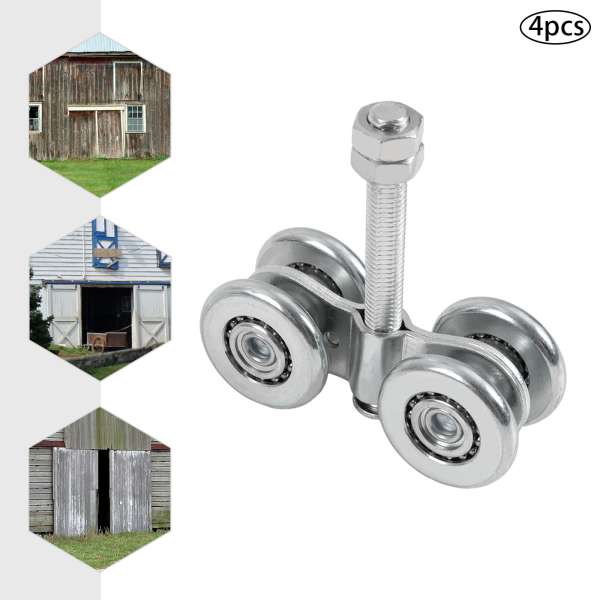 4Pcs Door Double Wheel Sliding Track Roller, Heavy-duty Trolley Assembly, Rollers Used for Heavy Barn or Shed Sliding Doors