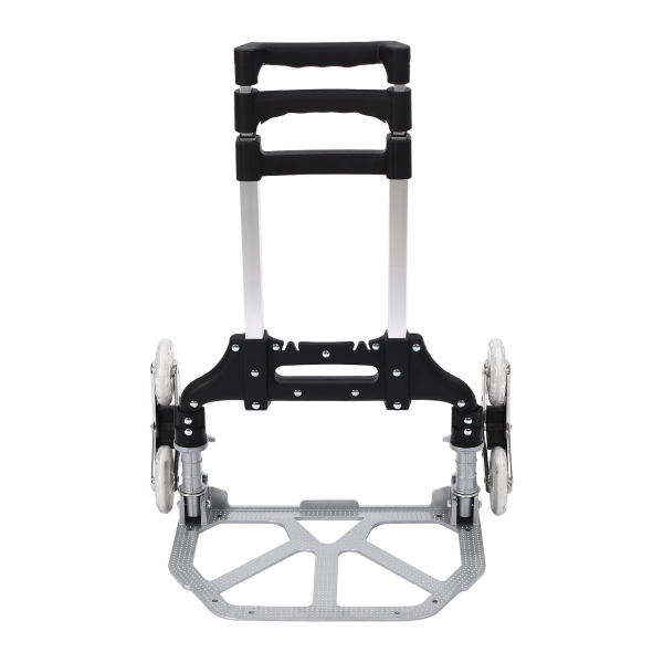 Folding Hand Truck Stair Climbing Truck 6 Wheels Folding Hand Cart Climb Steps with Elastic Binding Rope and Anti-slip Base Plate for Warehouses Airports
