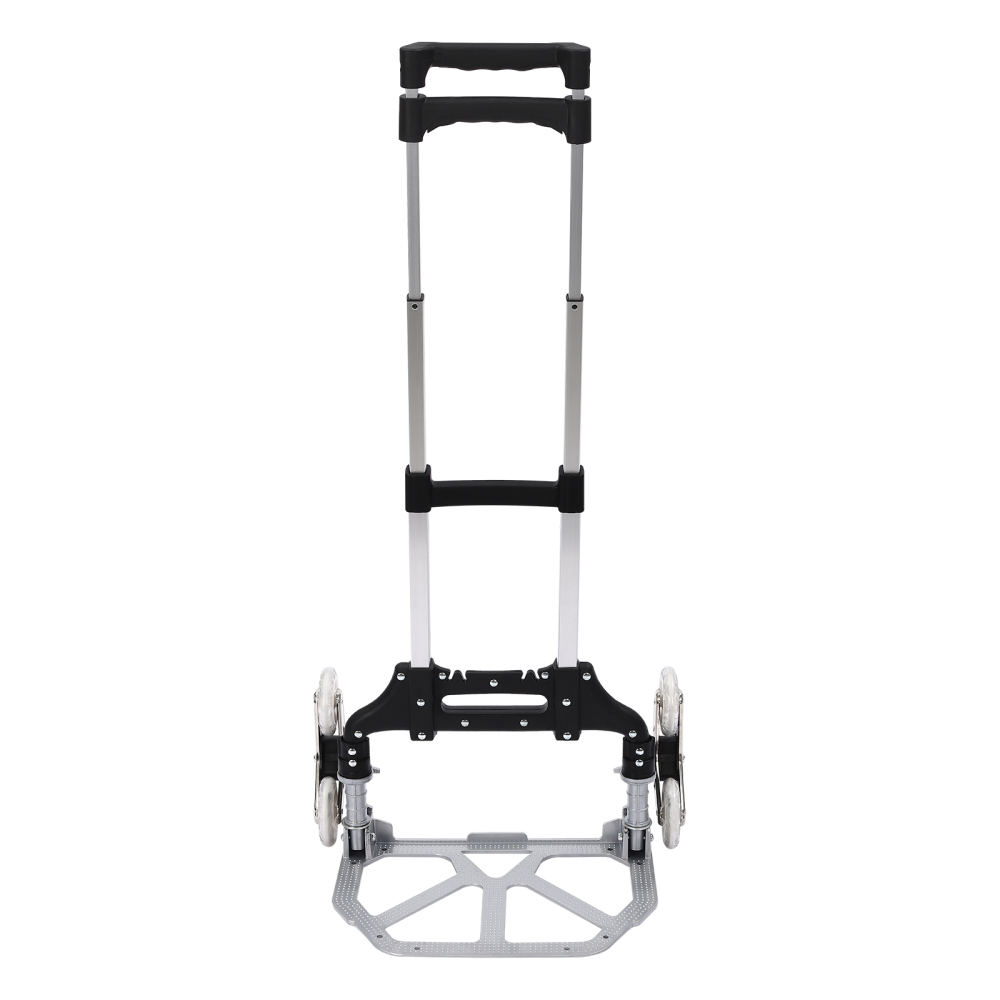 Folding Hand Truck Stair Climbing Truck 6 Wheels Folding Hand Cart Climb Steps with Elastic Binding Rope and Anti-slip Base Plate for Warehouses Airports