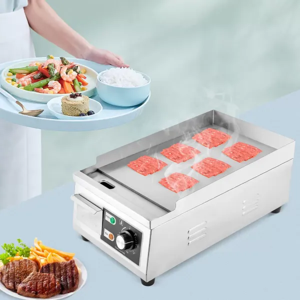 Commercial Electric Griddle Flat Top Grill Hot Plate 2.5kW BBQ Stainless Steel