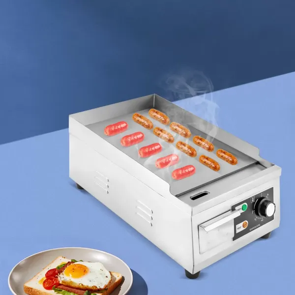 Commercial Electric Griddle Flat Top Grill Hot Plate 2.5kW BBQ Stainless Steel