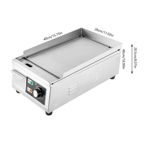 Commercial Electric Griddle Flat Top Grill Hot Plate 2.5kW BBQ Stainless Steel