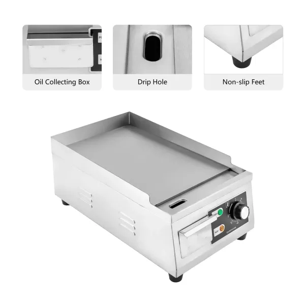 Commercial Electric Griddle Flat Top Grill Hot Plate 2.5kW BBQ Stainless Steel