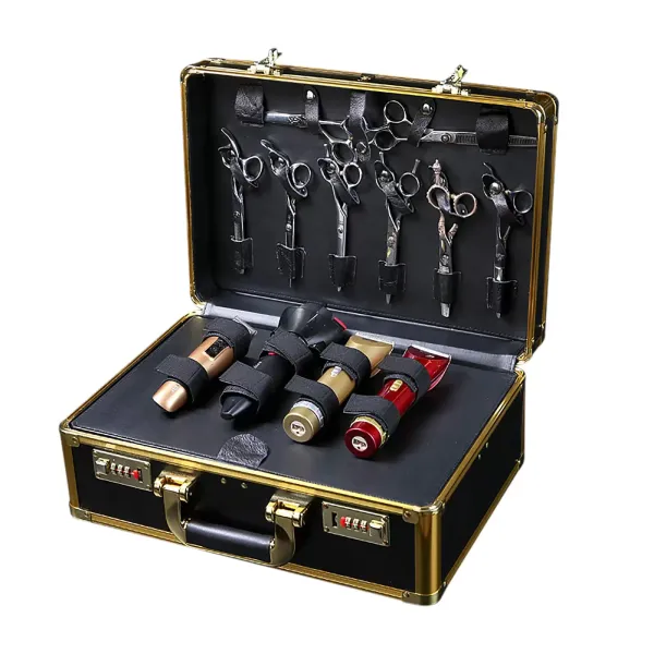 Barber Carrying Case Large Barber Beauty Salon Tool Kits Storage Portable Travel Carry Case Hairdresser for Hair Stylist Pet Groomer (Gold)