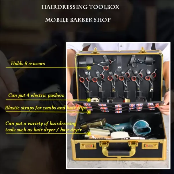 Barber Carrying Case Large Barber Beauty Salon Tool Kits Storage Portable Travel Carry Case Hairdresser for Hair Stylist Pet Groomer (Gold) Barber Carrying Case Large Barber Beauty Salon Tool Kits Storage Portable Travel Carry Case Hairdresser for Hair Stylist Pet Groomer (Gold)