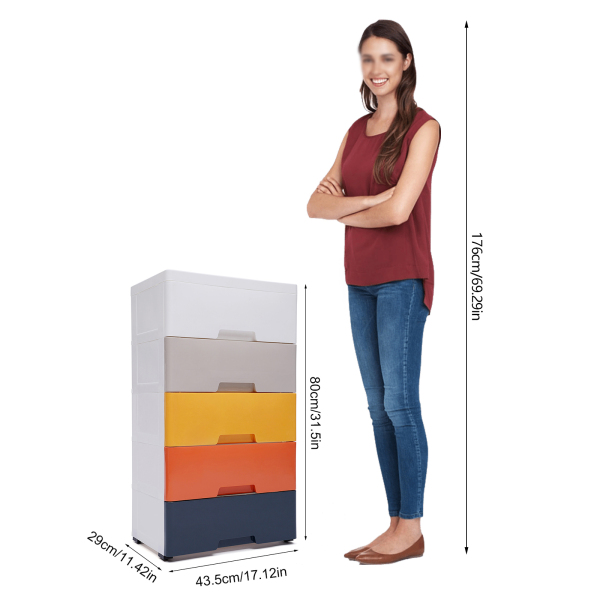 5 Drawer Stackable Vertical Clothes Storage Tower, Bedroom Tall Small Chest Closet